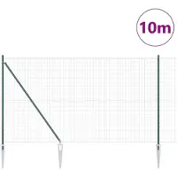 vidaXL Clôture européenne avec pointes, 10 x 1,6 m, acier revêtu de PVC, couleur verte