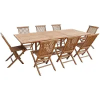 Happy Garden Salon de jardin en teck massif LOMBOK - table rectangulaire extensible - 8 places