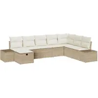vidaXL Ensemble de canapé de jardin avec coussins 8 pcs Beige Poly-Rattan