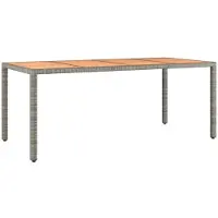 vidaXL Table De Jardin Et Dessus En Bois Gris Résine Tressée Et Acacia