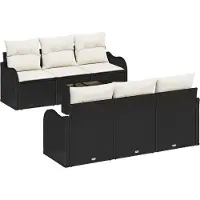 vidaXL Ensemble de canapés de jardin , noir, 55 x 55 x 37 cm, en rotin synthétique