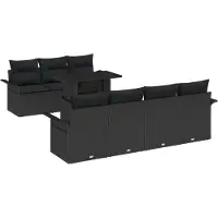 vidaXL Ensemble de canapé de jardin avec coussins 8 pcs noir poly rotin