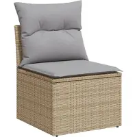 vidaXL Ensemble de canapés de jardin avec coussins (18 pièces), beige et gris clair, en polyrotin