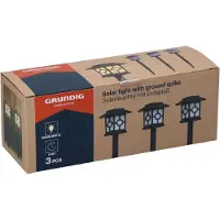 Grundig Ensemble de 3 lampes solaires pour jardin - Éclairage de jardin à énergie solaire - Indice de protection IP44
