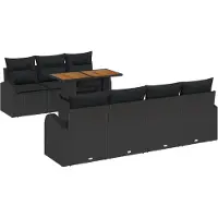 vidaXL Ensemble de canapé de jardin avec coussins 8 pcs noir