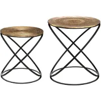 Atmosphera Nesting Etnik Side Side Table 2 Units Doré