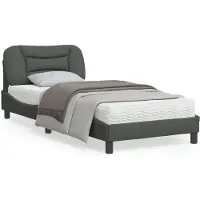 vidaXL Cadre de lit sans matelas "Hvar" gris foncé 90x200 cm Tissu