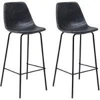 Happy Garden Lot de 2 tabourets de bar vintage LUCIEN gris foncé - Hauteur d'assise 75cm