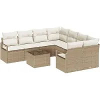 vidaXL Ensemble de canapés avec coussins, 9 pièces, beige et crème, en rotin synthétique