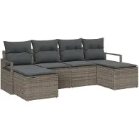 vidaXL Sofa Set 6 pcs Grau Poly-Rattan