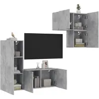 vidaXL meuble-paroi 4 pièces gris béton Matériau dérivé du bois