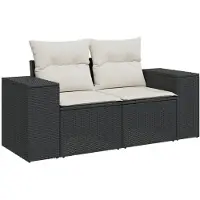 vidaXL Ensemble de jardin canapé 8 pièces avec coussins noir poly rotin