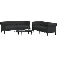vidaXL Ensemble de canapés 2 pièces noir tissu