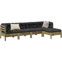 vidaXL Ensemble de 5 canapés de jardin avec coussins en pin imprégné