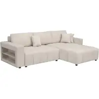 HABITAT ET JARDIN Canapé d'angle convertible tissu chenille 3 places - "Trocadero" - Crème