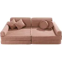 Meowbaby Sofa Pour Enfants, Canapé, Aesthetic, Côtelé, Rose Poudré