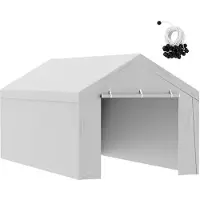 OEM Abri de jardin de 10 pieds sur 20 pieds, résistant à l'usure, étanche, résistant aux UV, de couleur blanche, avec paroi latérale, montage facile grâce à des sangles, sans cadre