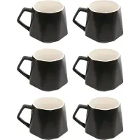 Intirilife 6x Tasse À Café Avec Finition Raffinée En Noir D'une Contenance De 350 Ml - 13x10.5x9.2 Cm - Tasse À Thé, Tasse À Anse, Gobelet Pour Le Café, Le Thé, Le Lait, Le Cacao Et Bien Plus Encore
