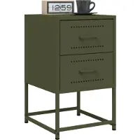 vidaXL Tables de chevet 2 pcs vert olive 36x39x60,5 cm acier