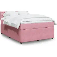 vidaXL Lit boxspring avec matelas rose 160x200 cm velours