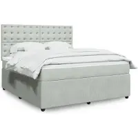 vidaXL Lit boxspring avec matelas gris clair 180x200 cm velours