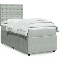 vidaXL Lit boxspring avec matelas gris clair 90x200 cm velours