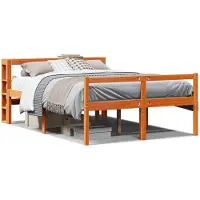 vidaXL Cadre de lit avec tête de lit sans matelas brun cireux 150x200 cm