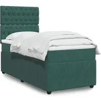 vidaXL Lit boxspring avec matelas vert foncé 90x200 cm velours