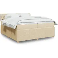 vidaXL Lit boxspring avec matelas Crème 200x200 cm Tissu