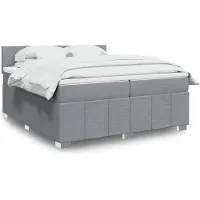 vidaXL Lit boxspring avec matelas gris clair 200x200 cm Tissu