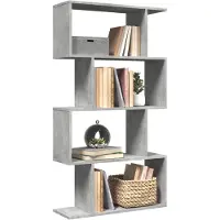 vidaXL Étagère séparatrice de pièce à 4 niveaux gris béton 70x24x129cm