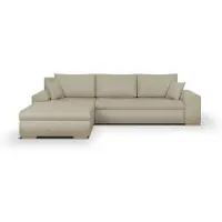 Sonstiges Canapé d'angle convertible réversible + coffre de rangement - Tissu Beige - L 289 x P 94/188 x H 88 cm - INDIAN