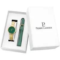 Pierre Coffret Montre Femme Pierre Lannier Chouquette Acier Doré/Cuir Vert