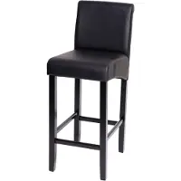 Mendler Tabouret de bar HWC-C33, tabouret de comptoir, bois noir mat, pieds foncés, similicuir