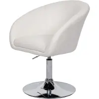 Mendler Chaise de salle à manger HWC-F19, fauteuil pivotant, salon, réglable en hauteur similicuir blanc