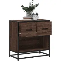 vidaXL Table de chevet chêne marron 60x31x60 cm bois ingénierie métal