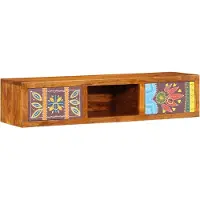 vidaXL Meuble TV mural Multicolore 100x30x22 cm Bois massif Acacia