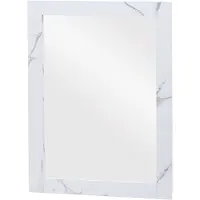 Mendler Miroir mural HWC-L86, miroir de salle de bains Meuble de salle de bains, certifié MVG 72x52cm aspect marbre blanc