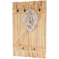Mendler Tablette murale, porte-tasse HWC-D13, étagère / vestiaire / planche à crochets pin