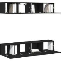 vidaXL : Ensemble de 4 meubles TV, finition bois imitation chêne, coloris noir, en matériau composite