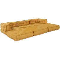 vidaXL Ensemble de canapés modulaires , 2 pièces, jaune, 140 x 70 x 56 cm, tissu