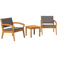 vidaXL Ensemble de salon de jardin avec coussins, 3 pièces, polyester marron