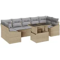 vidaXL Ensemble de canapé de jardin avec coussins 8 pcs Beige et gris clair Poly-Rotin