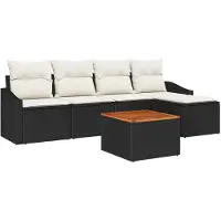vidaXL Ensemble de canapé de jardin avec coussins 6 pcs noir poly rotin