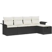 vidaXL Ensemble de canapés de jardin , 5 pièces, noir et crème, en polyrotin