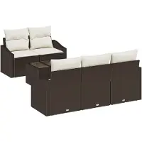 vidaXL Ensemble de canapés avec coussins (6 pièces), marron et crème, en rotin synthétique