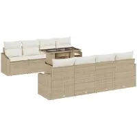 vidaXL Ensemble de canapés de jardin avec coussins 7 pièces Beige et crème Polyrotin