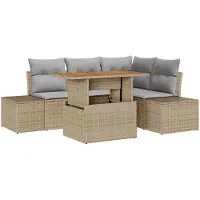 vidaXL Ensemble de canapés de jardin , 5 pièces, beige et gris