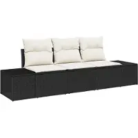 vidaXL Ensemble de 3 assises de jardin , noir et crème, en polyrotin