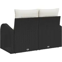 vidaXL Canapé de jardin avec coussins Noir 124 x 62 x 69cm Poly-Rotin